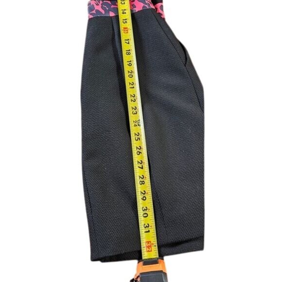 Karen Millen Black Mini Dress Sz 4 Animal Print Round Neck Short Sleeves Pleated - Picture 8 of 10